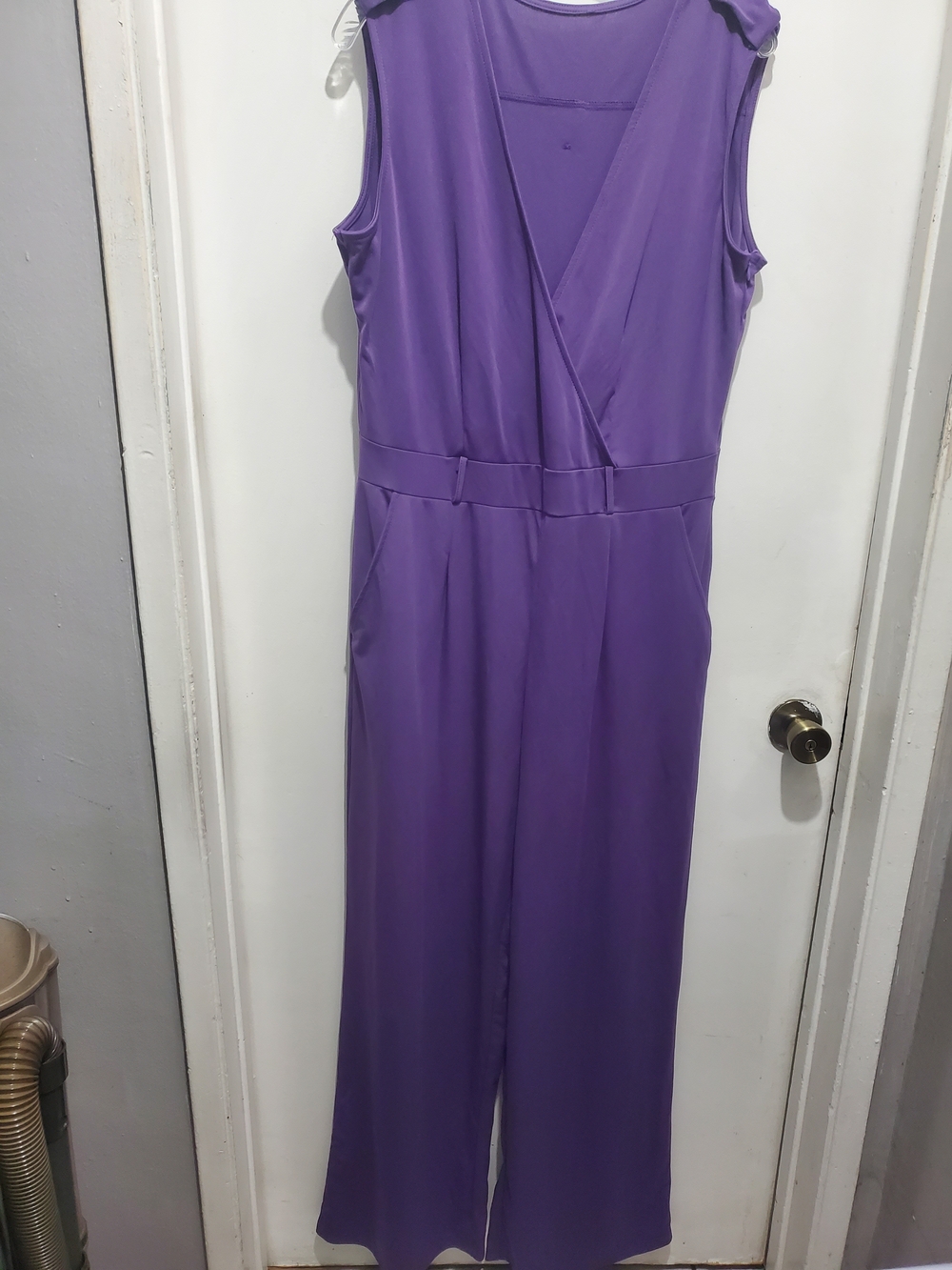 Sleeveless Lavender Wrap-Front Jumpsuit with Belt